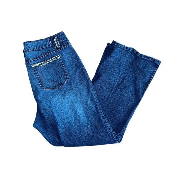 Vintage Zana Di Women's Size 22 Rhinestone Studded Denim Flared Blue Jeans - Picture 1 of 5